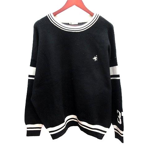 ジャバ Java ニット セーター オーバーサイズ ライン 刺繍 長袖 XL 黒 ブラック /AU ...