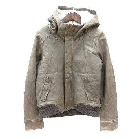 アンドエー and A レザージャケット 裏起毛 羊革 ラムレザー ラムスキン 38 M グレージュ...