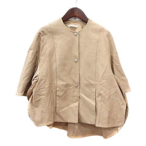 デザインワークス DESIGNWORKS ノーカラージャケット シングル 七分袖 38 M ベージュ...