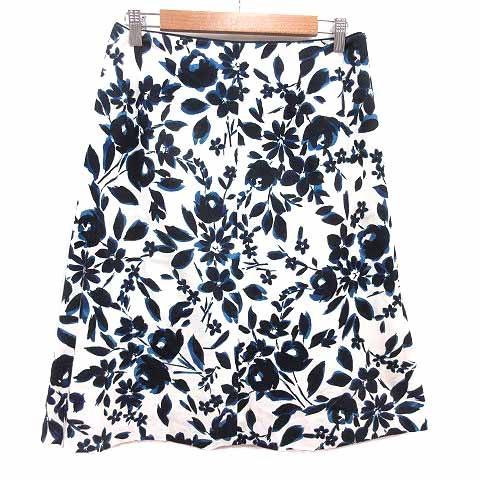 エンスウィート レナウン ensuite 台形スカート ひざ丈 花柄 5 XL 白 ホワイト 黒 ブ...