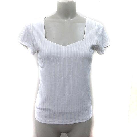 エゴイスト EGOIST カットソー スクエアネック 半袖 ストライプ F 白 ホワイト /YI レ...