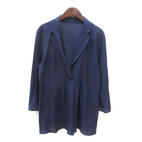 ハヴァナイストリップ HAVE A NICE TRIP ジャケット 麻 リネン プリーツ L 紺 ネ...