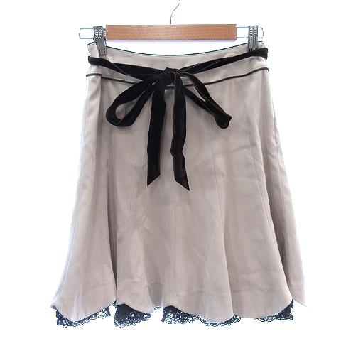 レストローズ L'EST ROSE フレアスカート ミニ レース ウエストマーク 2 M ベージュ ...
