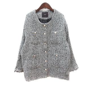 未使用品 リエディ Re:EDIT ノーカラーコート ニット シングル 総裏地 L グレー /MN レディース