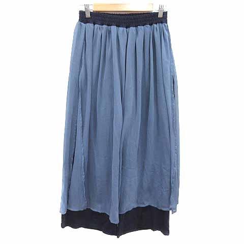 未使用品 ノアールレーベル n'Or LABEL ワイドパンツ フェイクレイヤード シアー F 紺 ...