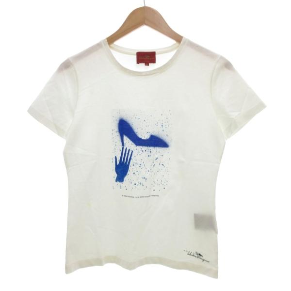 サルヴァトーレフェラガモ Salvatore Ferragamo プリントTシャツ 半袖 L 白 ホ...