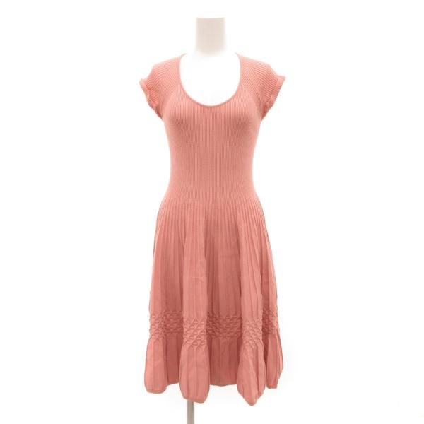 ディースクエアード DSQUARED2 ニットワンピース リブ 半袖 フレア M ピンク /JS ■...