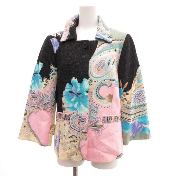 レオナール LEONARD テーラードジャケット ツイード ラメ 花がら 11AR マルチカラー /...