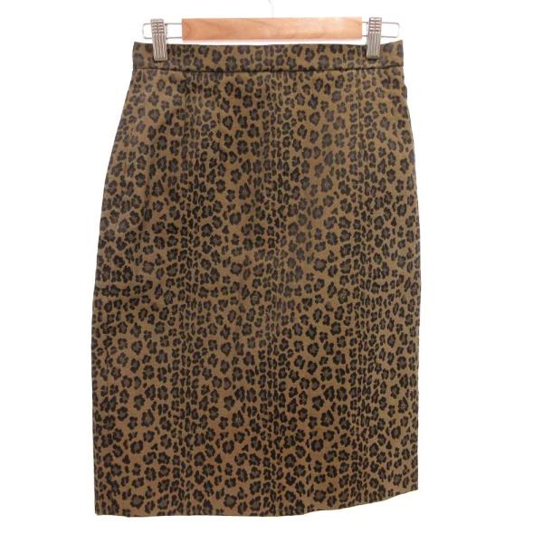 フェンディ FENDI ヴィンテージ スカート ひざ丈 レオパード柄 42 茶 ブラウン /JS ■...
