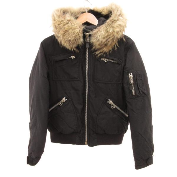 ラルフローレン RALPH LAUREN ダウンジャケット ブルゾン リアルファー ナイロン 7 黒...