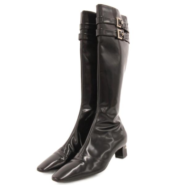 ルイヴィトン LOUIS VUITTON ベルテッドブーツ ロング グレージング レザー ヒール 3...