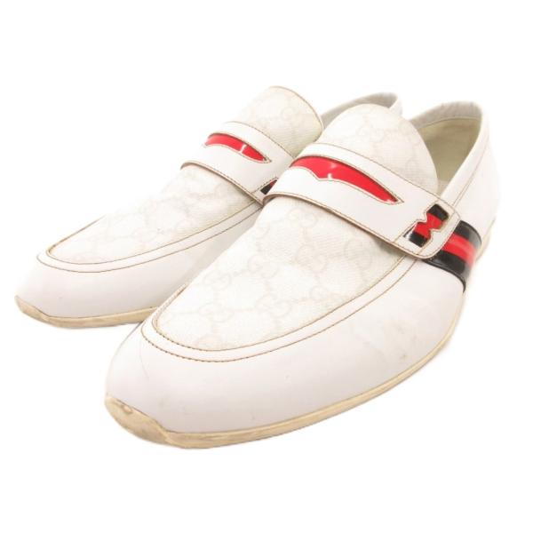 グッチ GUCCI コインローファー スリッポン シェリーライン レザー 42 白 ホワイト /JS...