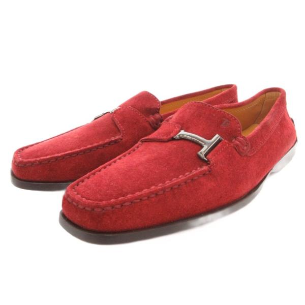 トッズ TOD'S ドライビングシューズ フラット スエード 8 赤 レッド /FF ■GY62 レ...
