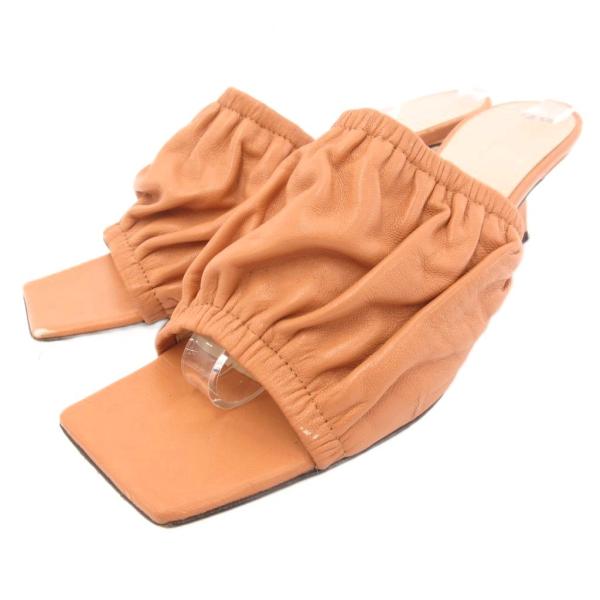 ワンドラー WANDLER サンダル ヒール レザー スクエアトゥ 36.5 茶 ブラウン /JS ...