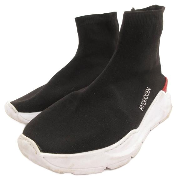 ハイドロゲン HYDROGEN ソックススニーカー シューズ ロゴプリント 黒 ブラック /JS ■...