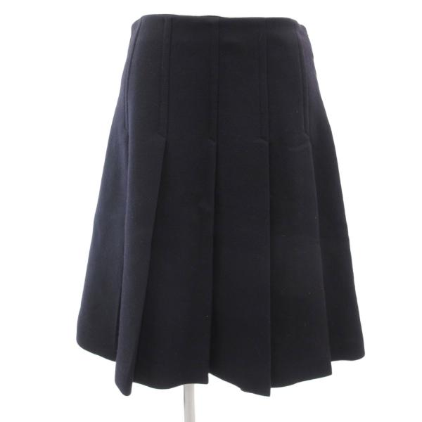 マルニ MARNI プリーツスカート 38 ひざ丈 フレア ウール 紺 ネイビー /JS ■GY62...