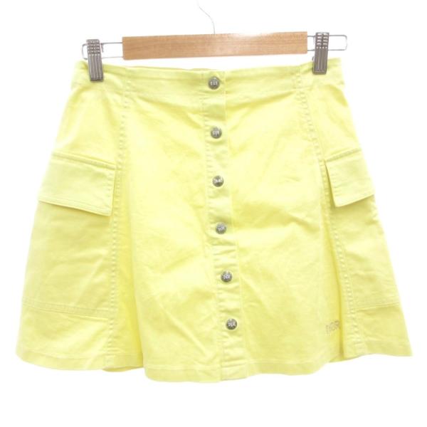 ディオール Dior 台形スカート ミニ ロゴ刺繍 ひざ上丈 12 黄 イエロー /JS ■GY62...