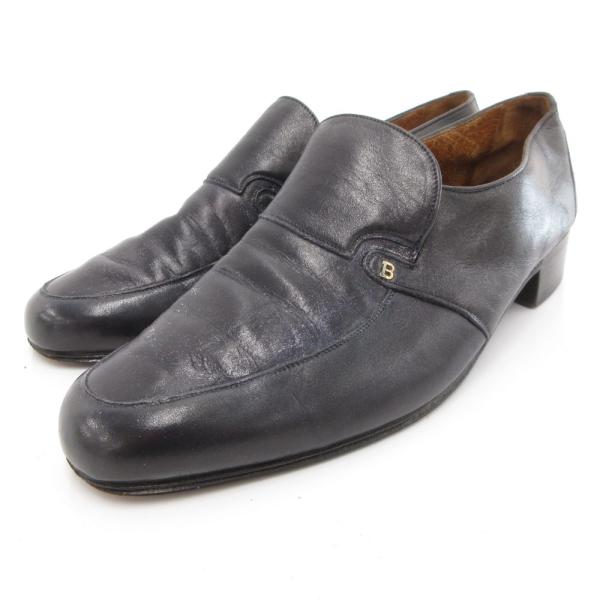 バリー BALLY ローファー スリッポン シューズ ビジネス レザー 本革 7.5 紺 ネイビー ...