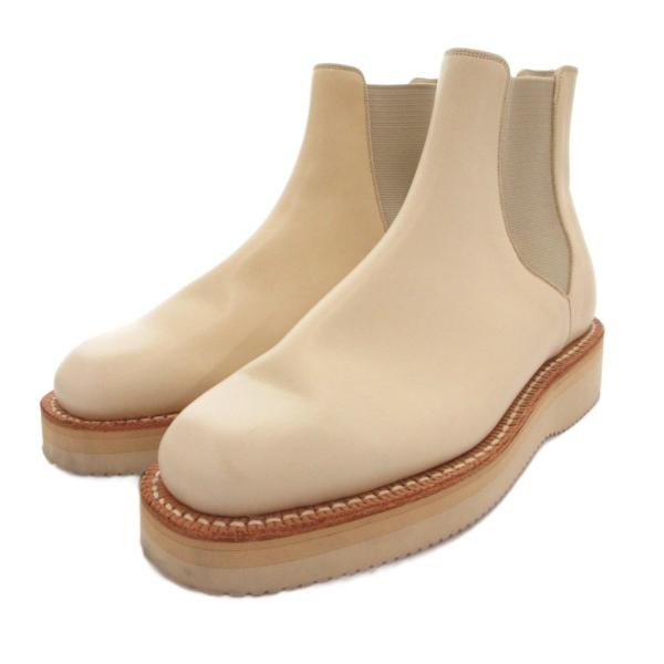 オーラリー AURALEE サイドゴアブーツ ショート レザー Vibramソール 7 ベージュ /...