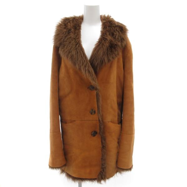 ボルボネーゼ BORBONESE ムートンコート 46 毛皮 スエード 茶 ブラウン /JS ■GY...