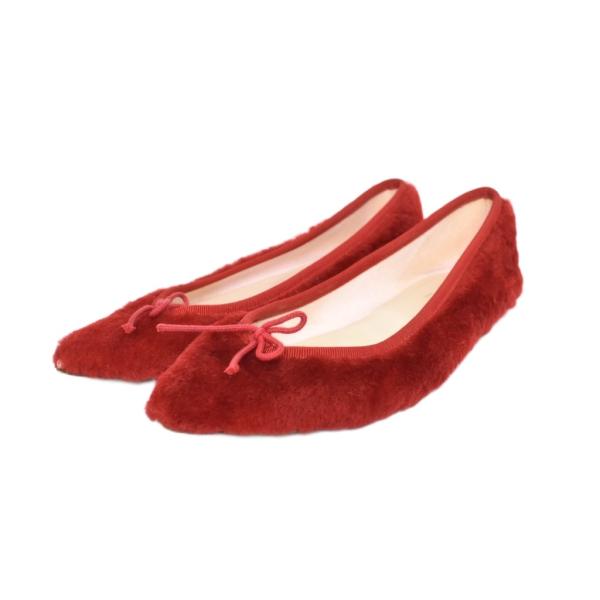 レペット Repetto バレエシューズ ポインテッドトゥ ファー 36.5 赤 レッド ■GY62...
