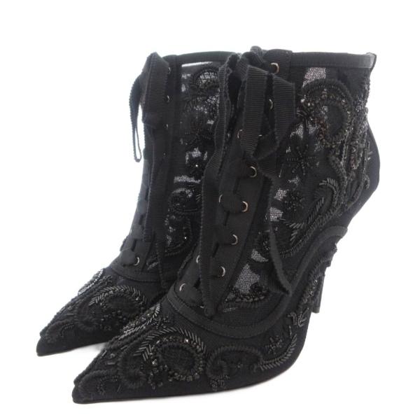 ドルチェ&amp;ガッバーナ ドルガバ DOLCE&amp;GABBANA ブーティ ブーツ ショート レース ビジ...