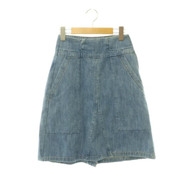 クロエ CHLOE 台形スカート デニムスカート 膝丈 34 ブルー /ES ■GY62 レディース
