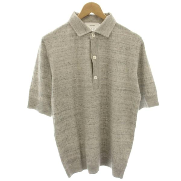 ラルディーニ LARDINI ニットポロシャツ カットソー 半袖 麻 リネン S グレー /HN ■...