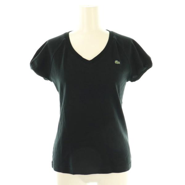 ラコステ LACOSTE VネックTシャツ カットソー 半袖 40 ブラック 黒 /DF ■GY53...