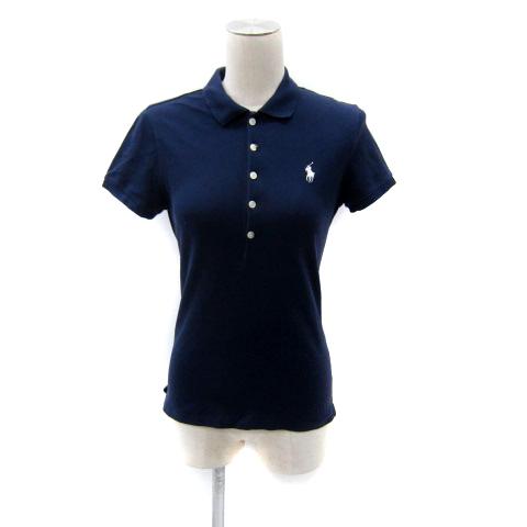ラルフローレン RALPH LAUREN ポロシャツ 半袖 ポロカラー 無地 ロゴ刺繍 M 紺 ネイ...