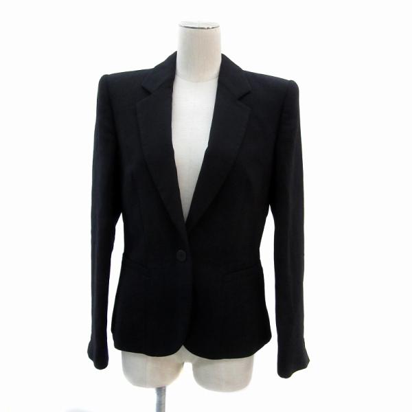 ジョルジオアルマーニ テーラードジャケット ミドル丈 シングルボタン 総裏地 ウール 38 S 黒 ...