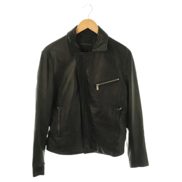 エストネーション ESTNATION ラムレザージャケット ライダース レザー M 黒 /NR ■G...