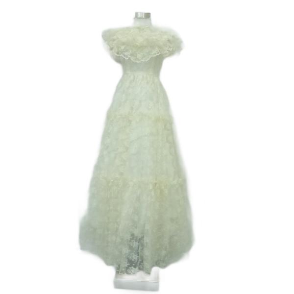 ハナサユ HANASAYU ドレス ワンピース ハイネック 半袖 ロング丈 マキシ丈 総レース アイ...