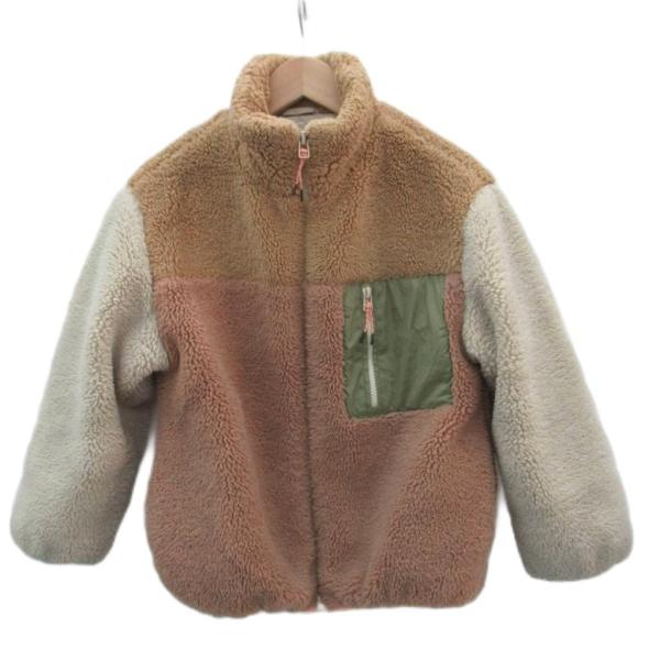 ザラ ZARA フリースジャケット ボアジャケット ミドル丈 134cm ベージュ カラーブロック ...