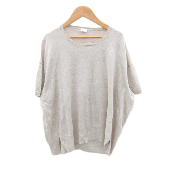 シーティー・プラージュ C.T.plage リネンニット カットソー 麻 38 M ベージュ 五分袖...