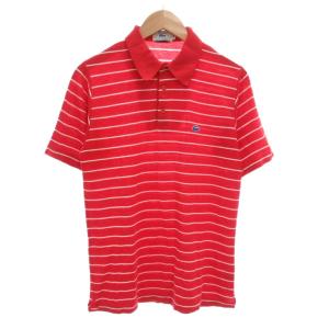 ラコステ LACOSTE アイゾッド ポロシャツ M 半袖 ロゴ ワッペン ボーダー 赤 レッド /AE ■GY53 メンズ