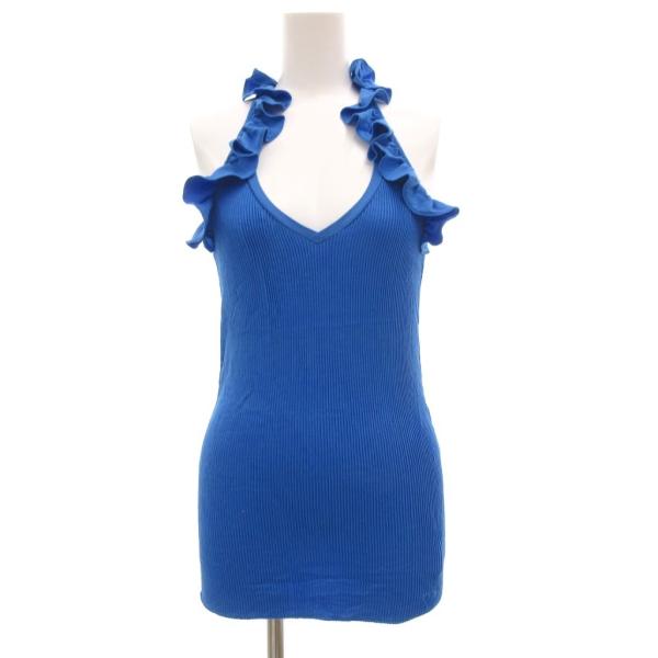 エンポリオアルマーニ EMPORIO ARMANI タンクトップ リブニット フリル ノースリーブ ...