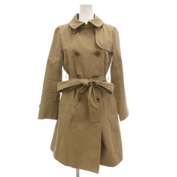 ボンメルスリー BON MERCERIE トレンチコート ダブル リボンベルト 36 ベージュ 茶 ...