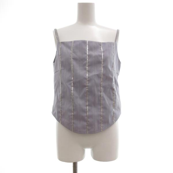 ミスクロエ miss chloe キャミソール スパンコール ストライプ 40 ブルーグレー /JS...