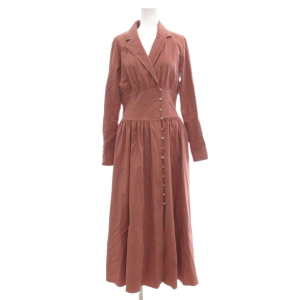 リリーブラウン Lily Brown シャツワンピース ロング マキシ ギャザー 長袖 F ピンク ...