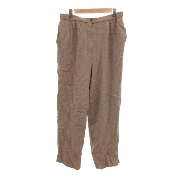 ジバンシィ GIVENCHY ヴィンテージ タックパンツ ツイード ワイド 44 グレー 茶 ブラウ...