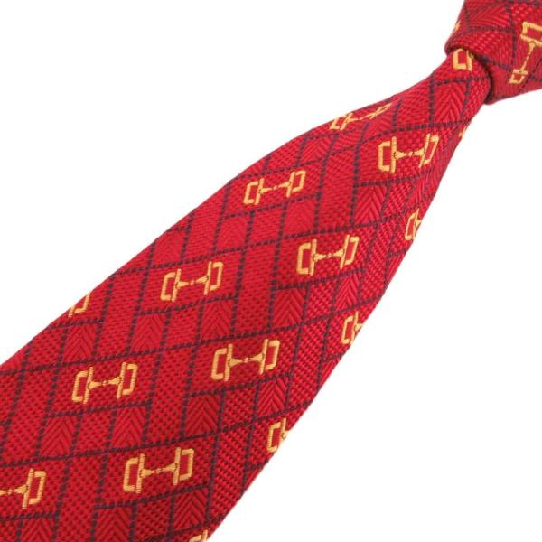 グッチ GUCCI ネクタイ ホースビット柄 総柄 絹 シルク 赤 レッド /JS ■GY53 メン...