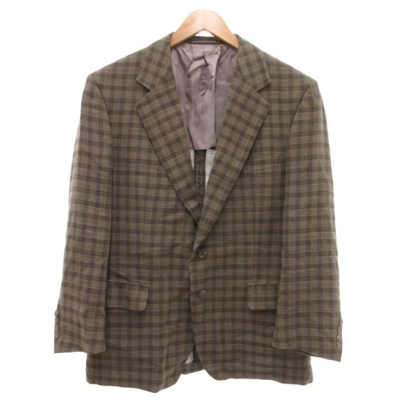 ダンヒル dunhill テーラードジャケット チェック柄 50 茶 ブラウン グレー /JS ■G...