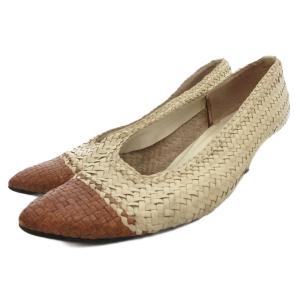 ランバン LANVIN パンプス シューズ メッシュレザー 編み込み 6 白 ホワイト 茶 ブラウン /JS ■GY53 レディース