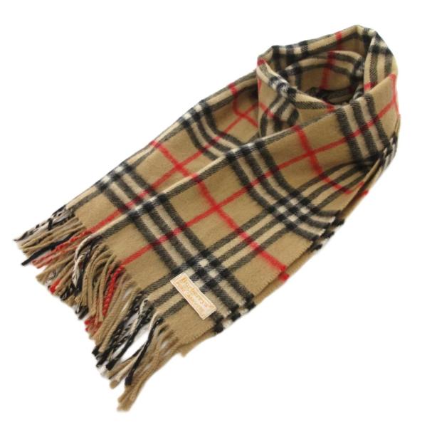 バーバリーズ Burberrys ヴィンテージ マフラー カシミヤ ノバチェック フリンジ ベージュ...