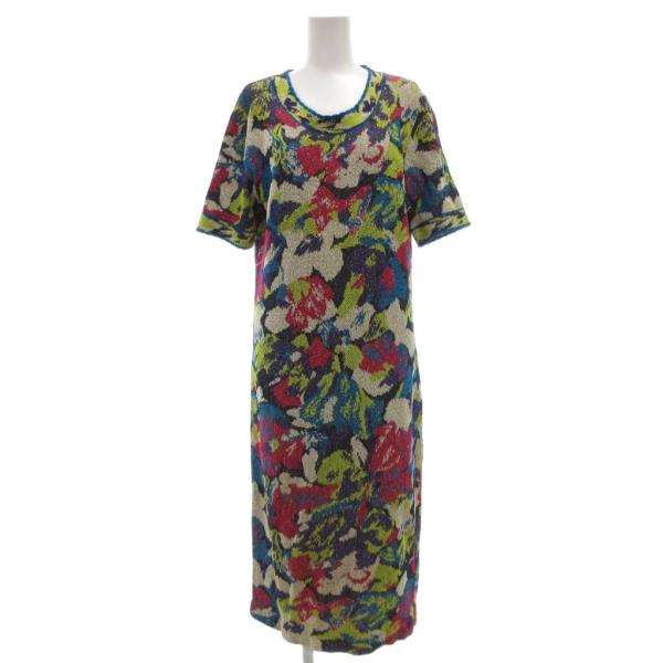 ミッソーニ MISSONI ニットワンピース ミモレ ロング 半袖 総柄 31 マルチカラー /JS...