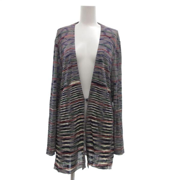 ミッソーニ MISSONI カーディガン ニット マルチボーダー 44 青 ブルー /JS ■GY5...
