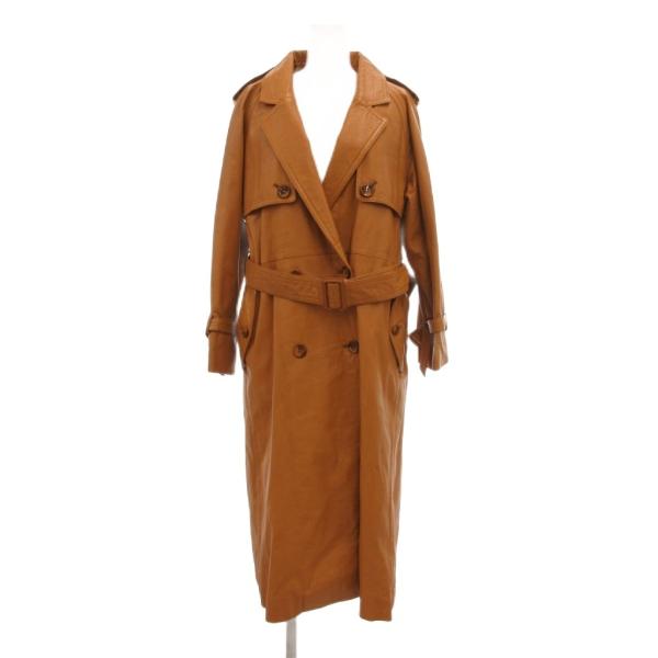 HOP’S DAGE トレンチコート 牛革 ダブル ベルト M 黄 イエロー /JS ■GY61 レ...