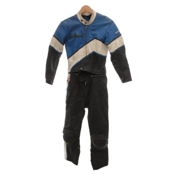 TOPRIDER レーシングジャケット ジャンプスーツ つなぎ レザー M 青 ブルー 黒 ブラック...