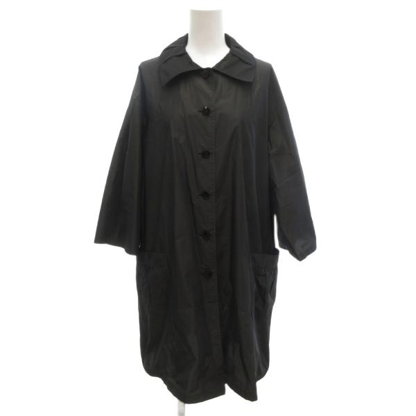 コルディア CORDIER 美品 シャツワンピース ひざ丈 40 黒 ブラック 七分袖 /KR ■G...